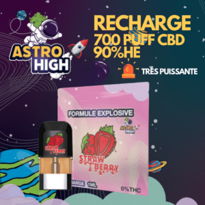 Recharge Puff ASTRO HIGH 90% HE Strawberry – 700 bouffées